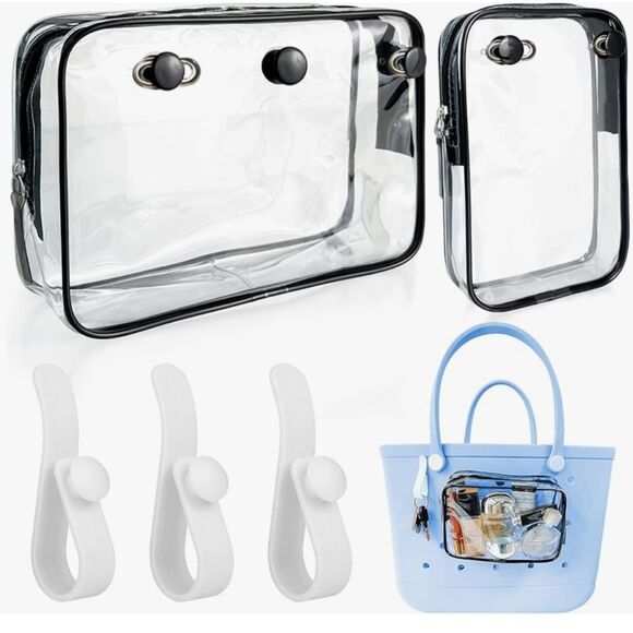 Clear Bag 2x Set with Hooks for Bogg Bag - Picture 1 of 2